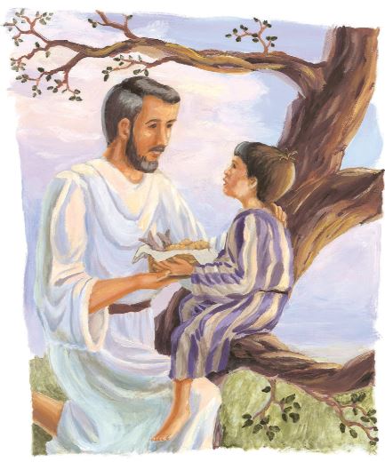 Jesus teaching a child